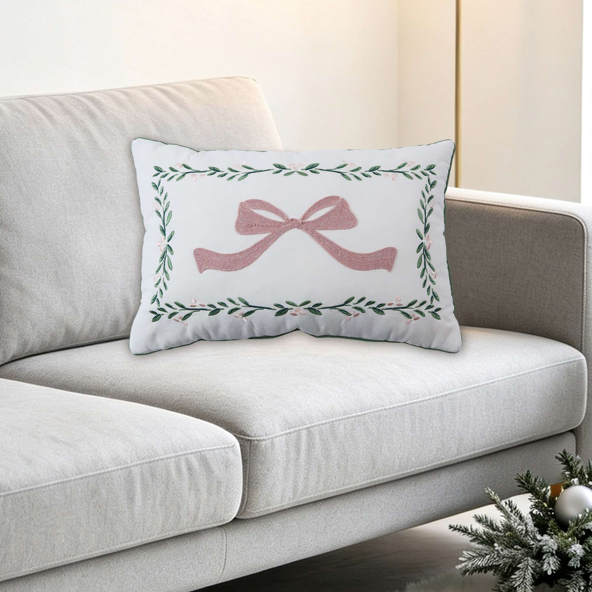 Holiday time — Coussin lombaire rectangulaire décoratif à guirlande 51 × 33 cm