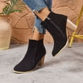 thumbnail image 3 of Womens Dress Ankle Booties Short Boots for Ladies Winter Fall Suede Pointed Toe Stacked High Heels Shoes, 3 of 7