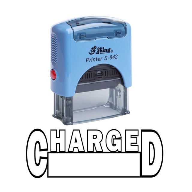 CHARGED Self Inking Rubber Stamp Custom Shiny Office Stationary Stamp