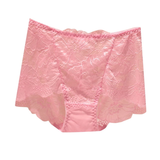 HUITKMM Womens Underwear Ladies' Lace Solid Color Transparent Mid High Waist Plus Size Triangle Pants