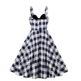 thumbnail image 3 of HKEJIAOI Liquidation d'Économies Robes Décontractées pour Femmes Cadeau de Noël Femmes Mode Décontractée Aguichant Été à Bretelles Nœud Décoratif Imprimé Rétro Panneau Robe Contrastée Bleu, 3 of 8