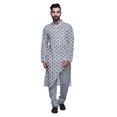 thumbnail image 1 of Atasi Printed Long Asymmetric Kurta Pajama Set For Men Party Wear Clothing, 1 of 4
