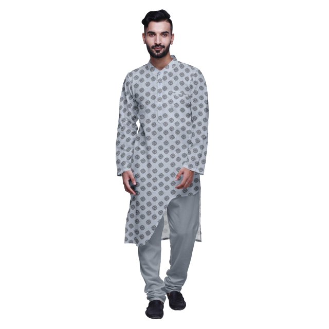 Atasi Printed Long Asymmetric Kurta Pajama Set For Men Party Wear Clothing
