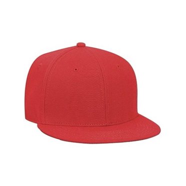 Wool Blend Flat Visor Pro Style Snapback Cap, Red