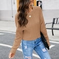 thumbnail image 2 of Timegard Chandails pour Femmes Col Rond Court Manches Longues Pull Automne Hiver Couleur Unie Hauts en Tricot, 2 of 4
