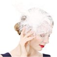 thumbnail image 1 of Women Flower Mesh Ribbons Headband Cocktail Tea Party Hat Headwear Hair Clip, 1 of 9