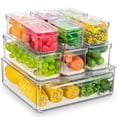 thumbnail image 1 of Stelive 10 Pack Fridge Organiser, Stackable Refrigerator Organiser Bins with Lids, BPA-Free, Kitchen Storage Containers, Clear Fridge Storage, 1 of 12