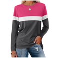 thumbnail image 1 of Pxiakgy Vente Chaude!! Tunique à Blocs de Couleur pour Femmes Hauts Décontractés Manches Longues Col Rond Pull Tunique à Blocs de Couleur pour Femmes Hauts Décontractés Manches Longues Col Rond Pull Rose Vif TTG, 1 of 7