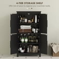 thumbnail image 4 of HOMCOM Armoire de Rangement pour Salle de Bain, Armoire de Sol Style Ferme avec Portes, Noir, 4 of 10