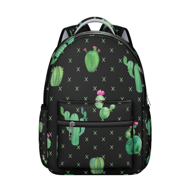 Boho Cactus Students Backpack Southwestern Succulent and Watercolor Desert Style Design Retro Minimalist Botanical School Bag