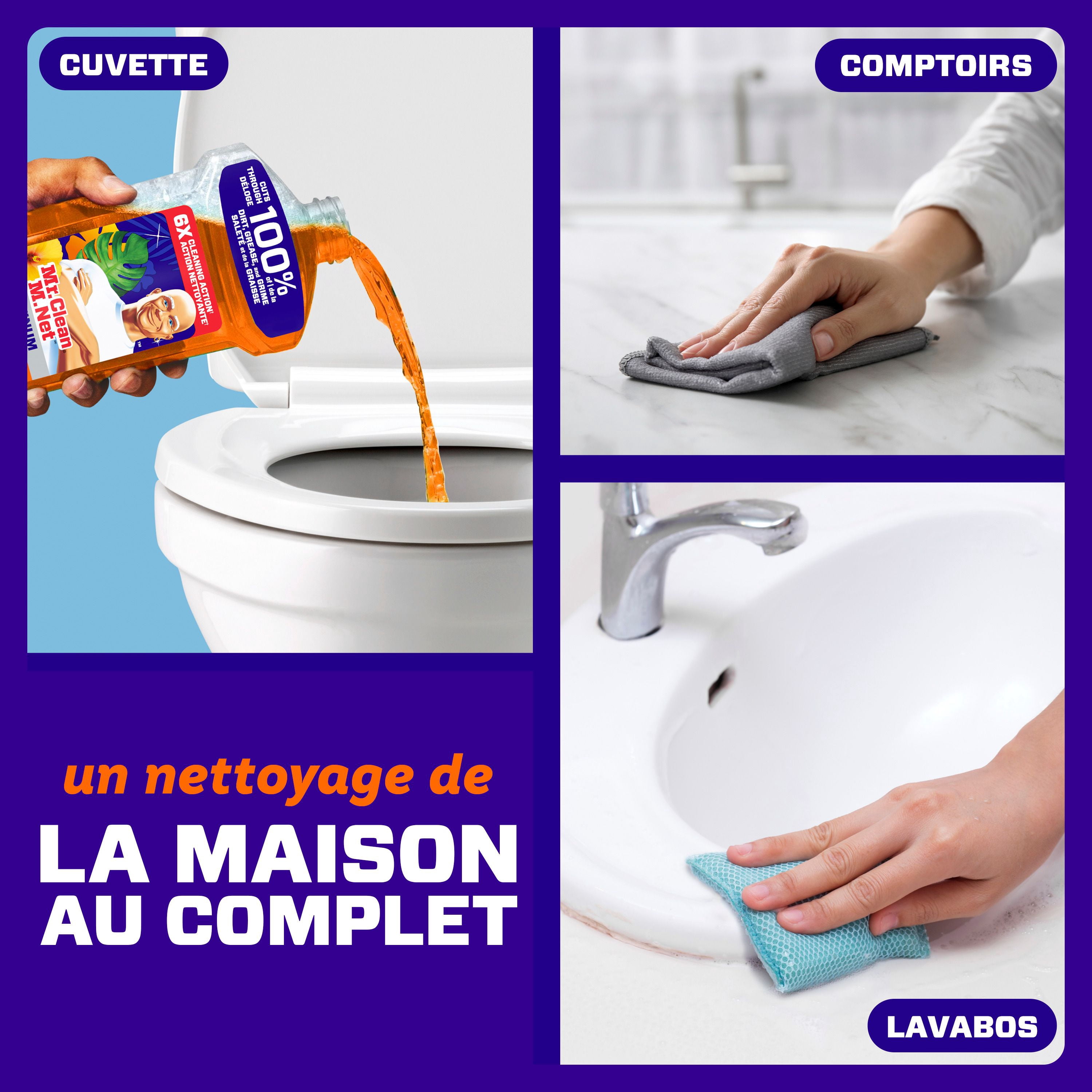 Nettoyant tout usage M. Net, nettoyant pour planchers, savon pour vadrouille, nettoyant liquide, Soleil tropical, 1,21 L