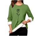 thumbnail image 2 of Heisall Chemises de Base pour Femmes Automne Hiver Imprimé Floral Col Rond Manches Longues Épaissies Polaire Teddy Shearling Chaud Ajusté Hauts Thermiques pour Usage Quotidien par Temps Froid, 2 of 3