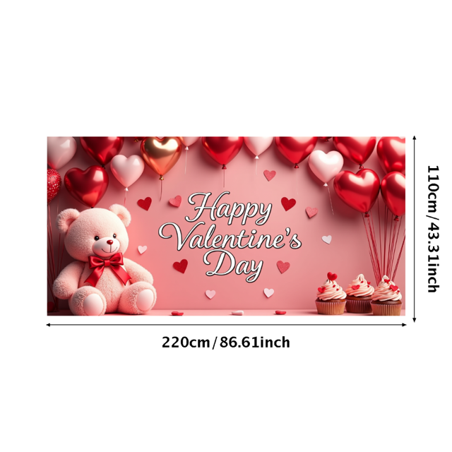 Valentine's Day Party Decoration Banner Heart Design Backdrop Event Photo Props Love Celebration Romance Gift Box Background