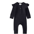 thumbnail image 1 of Bodysuit for Newborn Infant Baby Girl Boy Long Sleeve Linen Cotton Romper Button Jumpsuit, 1 of 2