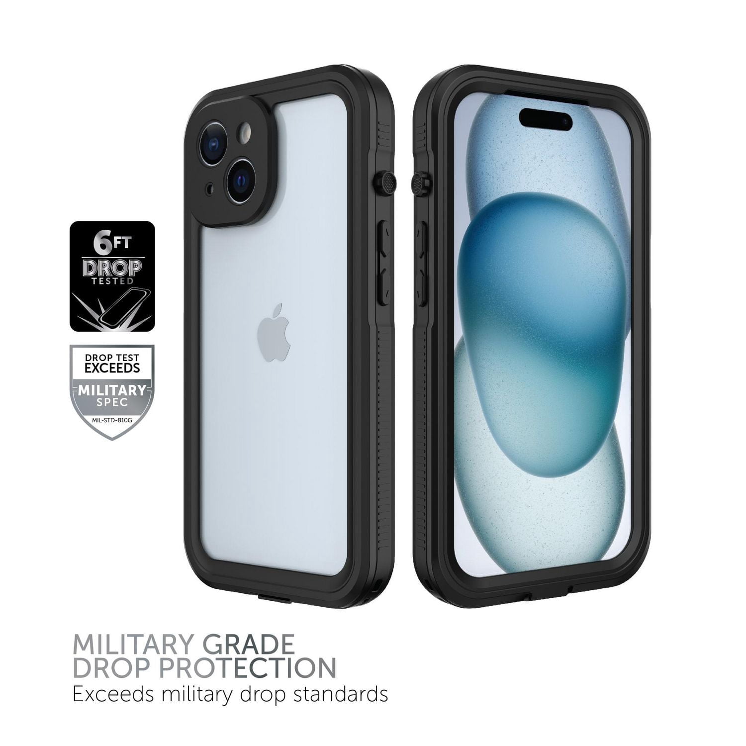 Coque étanche Body Glove Tidal pour iPhone 15 - Noir/Transparent