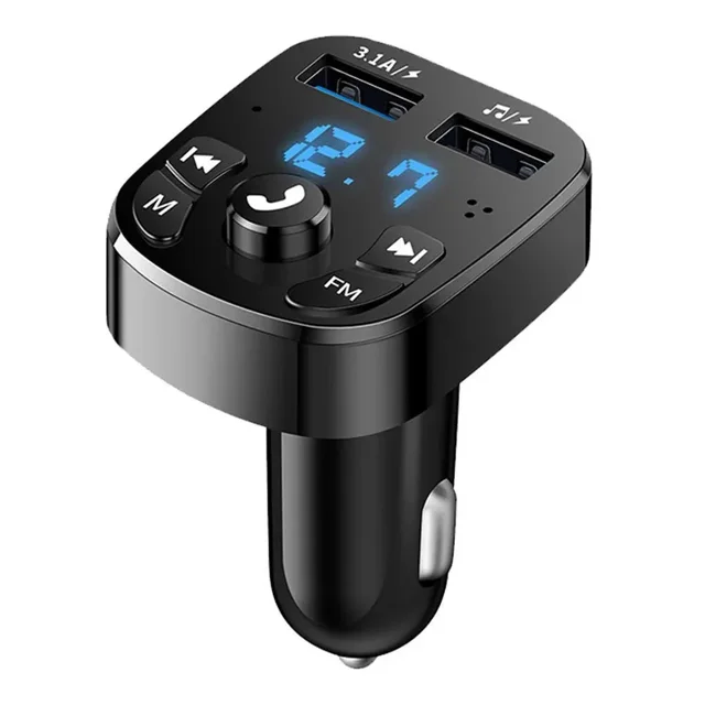Car Bluetooth 5.0 FM Transmitter PD 18W Type-C Dual USB 4.2A Fast Charger LED Backlit Atmosphere Light MP3 Player Lossless Music