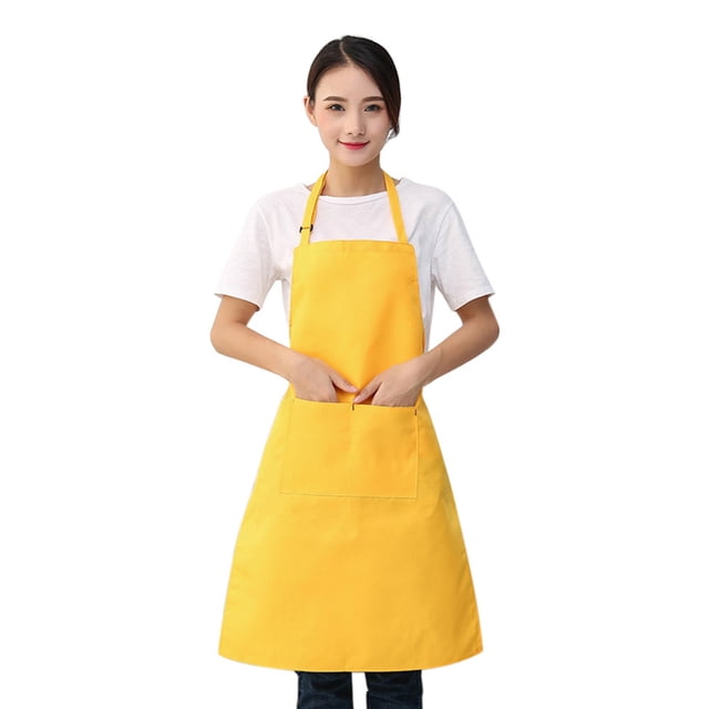 Oleegame 1PC Pretty Apron Women Restaurant Home Kitchen BBQ Working Cooking Apron Yellow