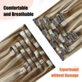 thumbnail image 4 of UGOTRAYS Clip In Extensions Real Human Hair Balayage Light Brown to Bleach Blonde Highlights Remy Human Hair Extensions 15 Inch 70g Double Weft 7pcs #6p613 Human Hair Clip in Extensions, 4 of 5