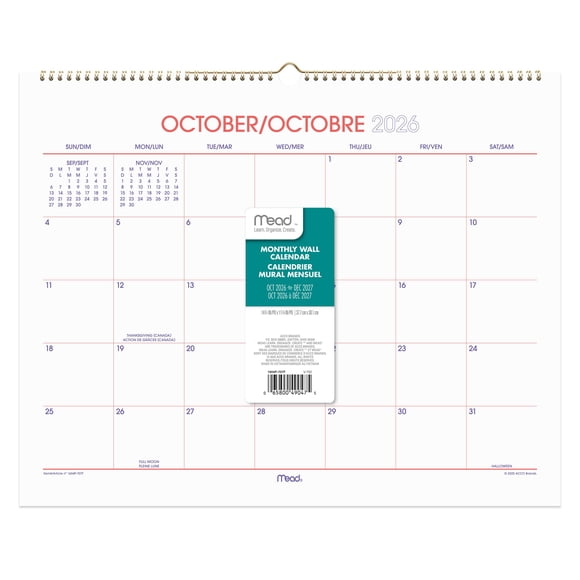 2027 Calendrier mural Mead® Color Pop