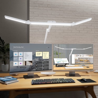 LED Desk Lamp for Home Office - 24W Architect Table Lamp with Long Swing Arm Corded Electric 1500LM Bright Dimmable Computer Table Light(White)