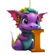 thumbnail image 2 of Fridja Personalized Dinosaur Christmas Ornament 26 Letters Hanging Pendant Ornaments 2024 Plastic Initial Monogram Xmas Tree Decorations with Hanging Rope Unique Customized Fun Gift for Kids (I), 2 of 4