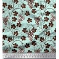 thumbnail image 1 of Soimoi Tissu en Rayonne Feuilles & Raisins Imprimé Tissu au Mètre 56 Pouces de Large, 1 of 3