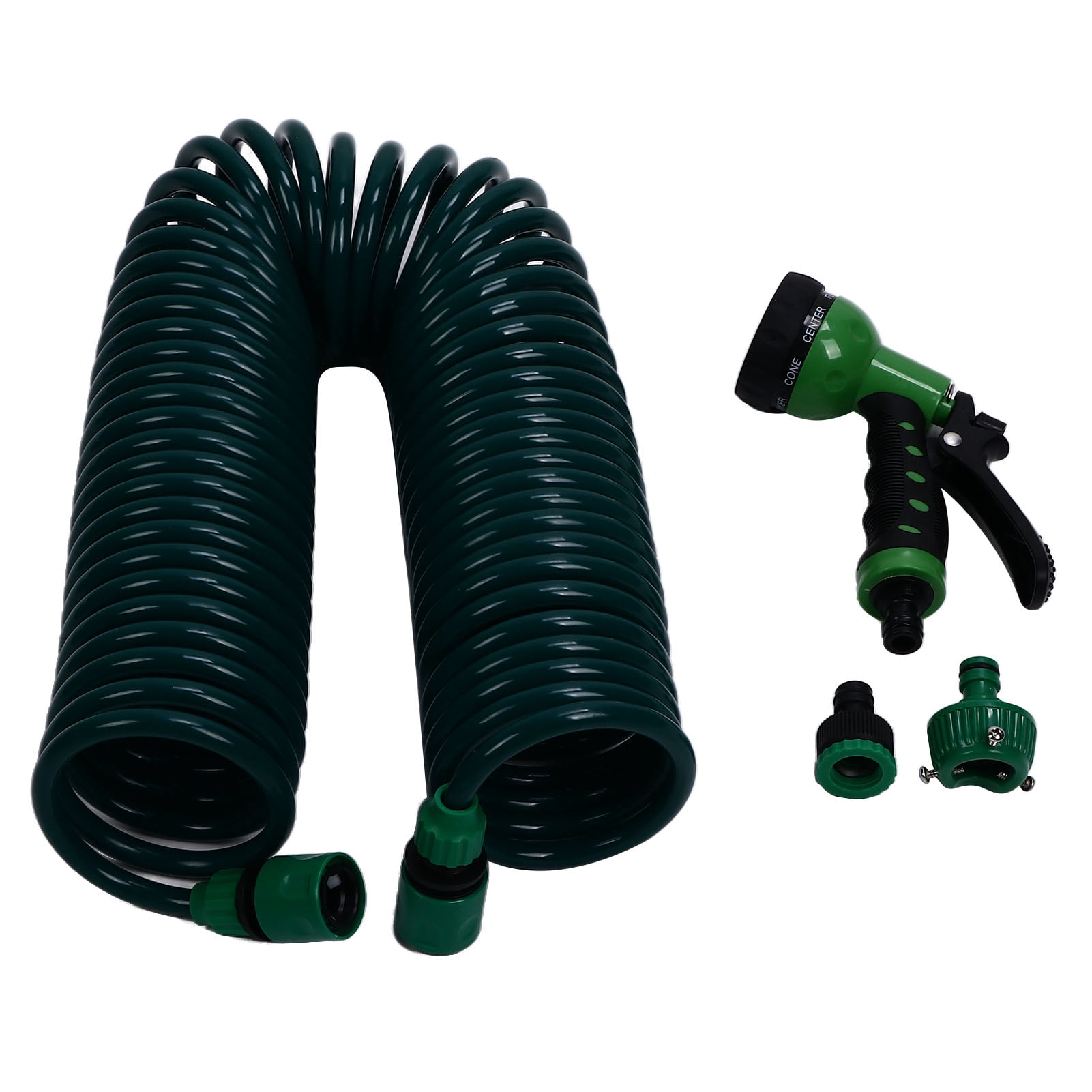 Fyearfly Coil Garden Water Hose, Coil Garden Water Hose 15m/49.2ft EVA 7 Modes Garden Telescopic Spring Tube for Watering Plants Gardens Lawns