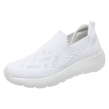 Espadrilles pour Femmes Largeur Grand Espadrilles pour Femmes à la Mode Couleur Unie en Maille Respirante Été Confortables Semelle Épaisse Semelle Souple Légères à Enfiler Chaussures Femme Espadrilles pour Femmes Chaussures(Blanc,7.5)