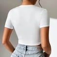 thumbnail image 4 of AherBiu Crop Tops pour Femmes Manches Courtes Col Rond Extensible Slim Serré Sortie Yoga Gym Tops T-Shirts, 4 of 7
