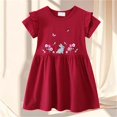 thumbnail image 1 of LOVZFMLL Girls' Summer Short Sleeve Ruffled Lace Round-Neck Embroidery Mesh Princess Bow Skirt, 1 of 3