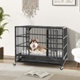 thumbnail image 4 of Gymax 38'' Foldable Heavy-Duty Metal Dog Cage W/ Lockable Rolling Casters Black, 4 of 10