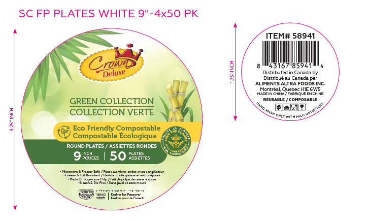 Crown Deluxe SC FP Assiettes Blanches 9 Pouces KPY