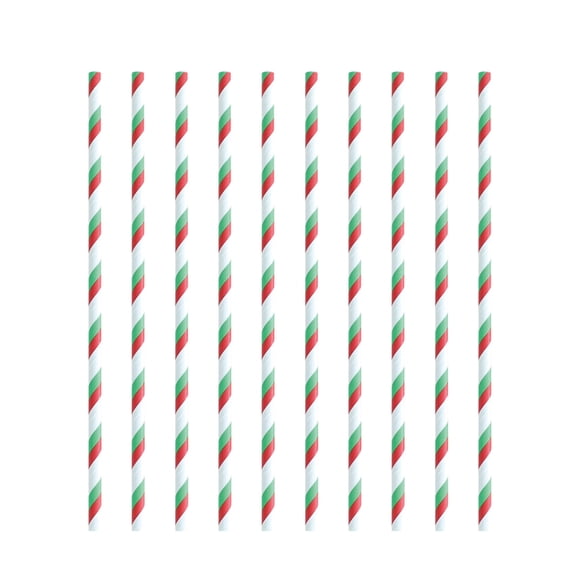 Christmas Paper Straws 10 Pack Christmas themed Party Snowflake Striped Paper Straws Perfect for Parties, Dinnersand Family Gatherings Straws Paper Disposable