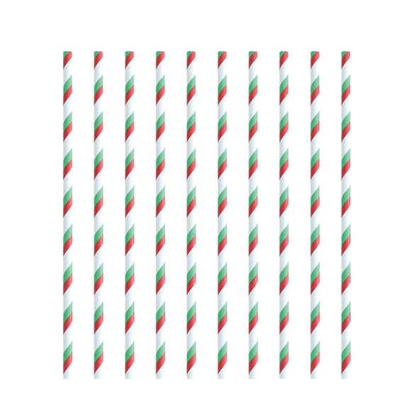 Christmas Paper Straws 10 Pack Christmas themed Party Snowflake Striped Paper Straws Perfect for Parties, Dinnersand Family Gatherings Straws Paper Disposable