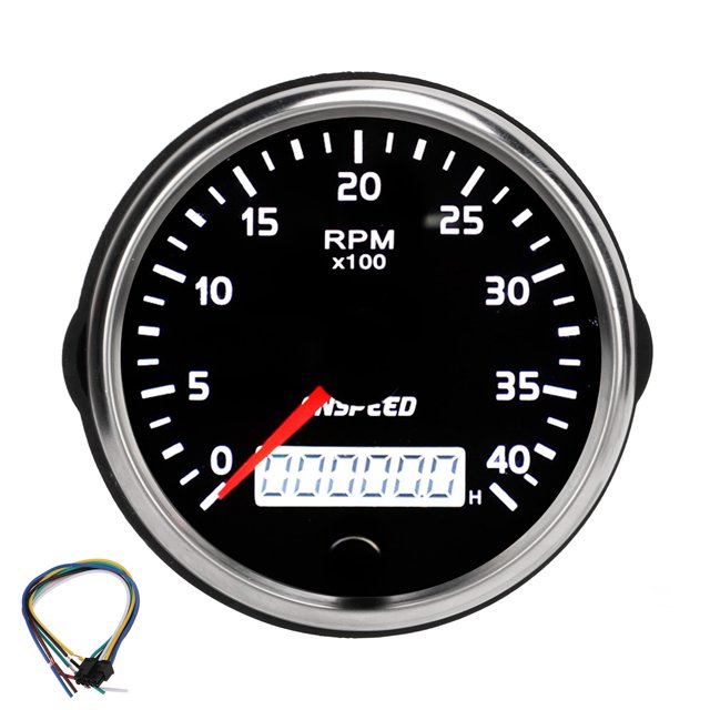 RPM Gauge, High Accuracy 85mm/3.35in Tachometer For 1-8 Cylinder Gasoline Engine For Diesel Generator Engine For 12/24V Car