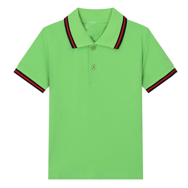 Polos pour Petits Garçons Chemise à Col Vert Pâle Chemise à Manches Courtes Chemise de Collation des Grades Polos Chemise de Rugby Tenue pour Garçons 6-7 Ans