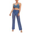 thumbnail image 1 of FOCUSNORM Women Hollow Out Pants Solid Color Elastic High Waist Trousers, 1 of 7