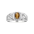 thumbnail image 1 of RYLOS Men's Rings 14K White Gold Classic 7X5MM Oval Gemstone & Diamond Ring Tiger Eye November Birthstone Rings For Men Size 8, 1 of 7