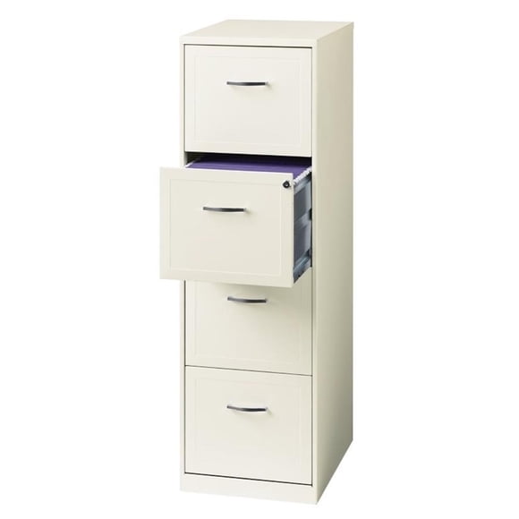 Space Solutions 18" Deep 4 Drawer Metal File Cabinet Pearl White