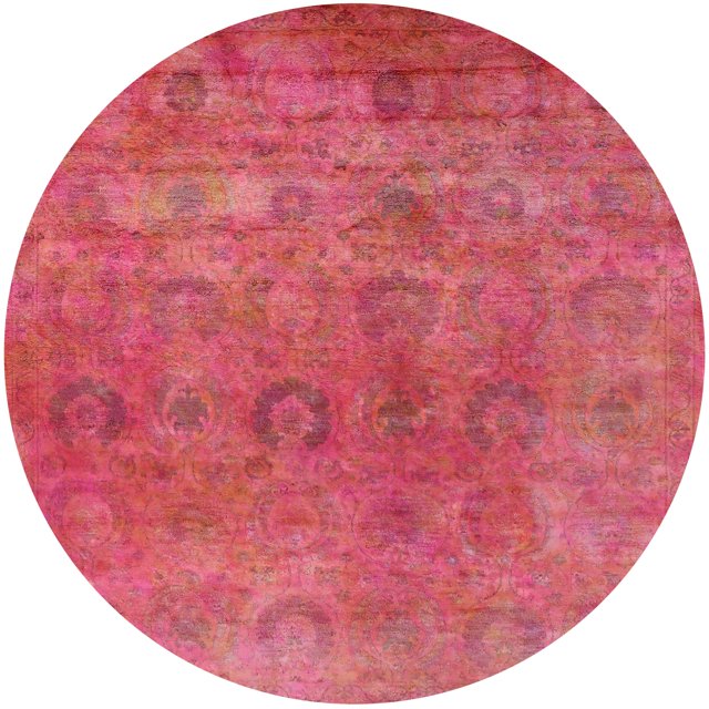 Ahgly Tapis d'Intérieur Rond Moderne Mi-Siècle Rouge Cramoisi Oriental, 7 Pieds Rond