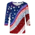 thumbnail image 4 of Frostluinai T-Shirts Patriotiques pour Femmes Manches 3/4 Rouge Blanc et Bleu T-Shirts Col Rond T-Shirts de Fête de Vacances T-Shirts d'Été Décontractés, 4 of 5