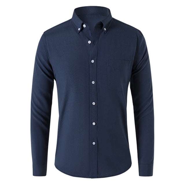Admvng Work Shirts For Men Casual Cardigan Solid Color Textile Long Sleeved Shirt M-5XL