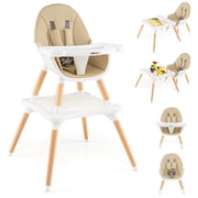 Babyjoy 6-in-1 High Chair for Babies & Toddlers with Building Block Table Beige