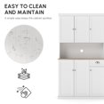 thumbnail image 3 of HOMCOM 71" Kitchen Pantry Buffet with Hutch Storage Cabinet Microwave Oven Stand with Drawer, White, Oak, 3 of 7