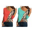 thumbnail image 4 of T-Shirt pour Femmes à Manches Longues à Col Rond Haut Couleur Été Décontracté Haut Bloc Blouse Décontractée, Rouge, TTTG, 4 of 6
