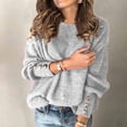 thumbnail image 1 of XZNGL Womens Fashion Solid Color Pullover Round Neck Warm Long Sleeve Sweater, 1 of 3