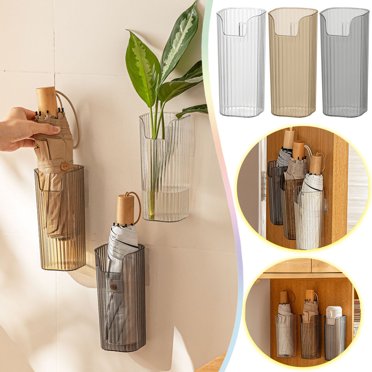Meitianfacai Support Mural en Plastique pour Parapluie, Support de Parapluie Sans Perçage Boîte de Rangement à Tube Long