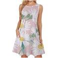 thumbnail image 1 of EQWLJWE Longue Robe pour Femmes Femmes Mode Col Rond Sans Manches Lettre Décontractée Poche Imprimé Longue Robe Maxi, 1 of 6