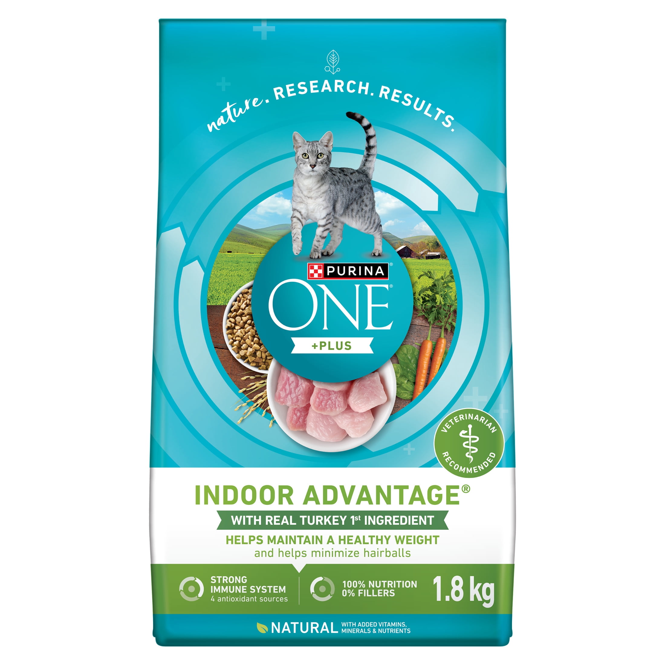 Purina ONE +Plus Avantage Intérieur Dinde, Nourriture Sèche pour Chats 1.8kg