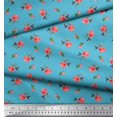 thumbnail image 3 of Soimoi Tissu en Rayonne Imprimé Feuilles & Roses Floral Tissu au Mètre 56 Pouces de Large, 3 of 3